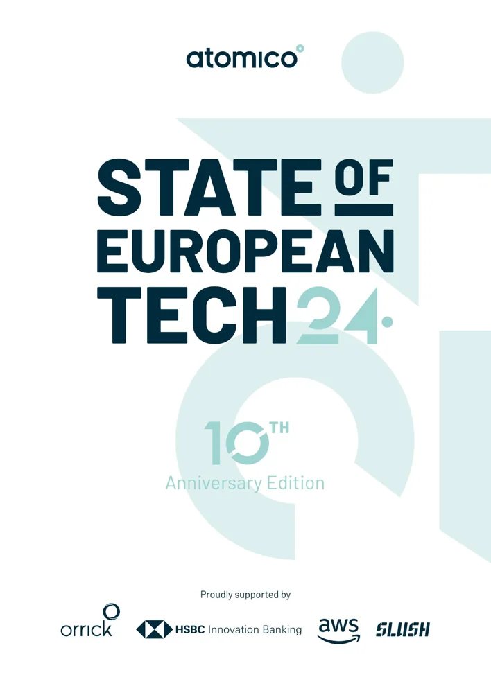 Cover of Atomico's State of European Tech 2024 tenth anniversary report.