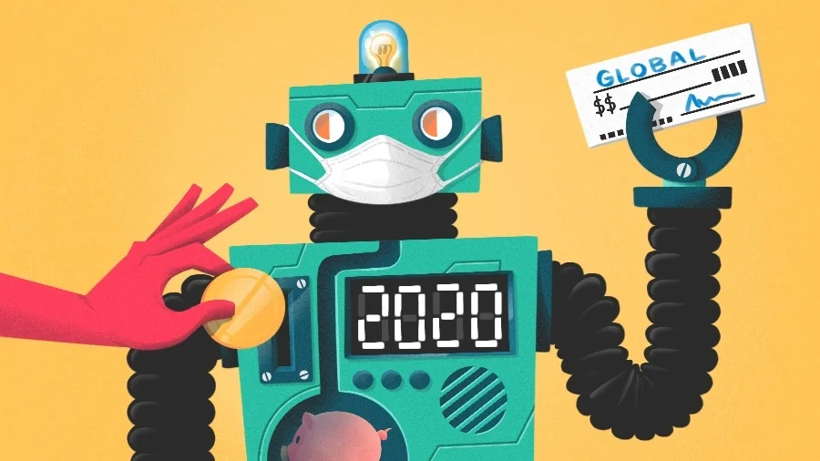 Illustration of coin-operated robot/2020-Global. [Dom Guzman]